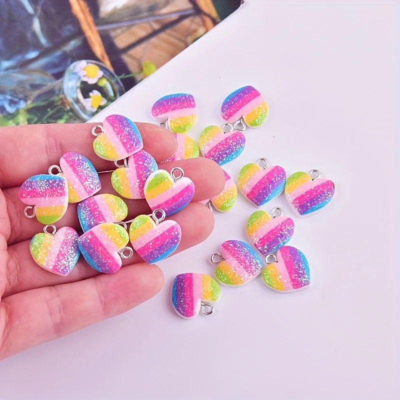 10Pcs Colorful Heart Resin Cha - đánh giá và giá Resin Crafts Diy