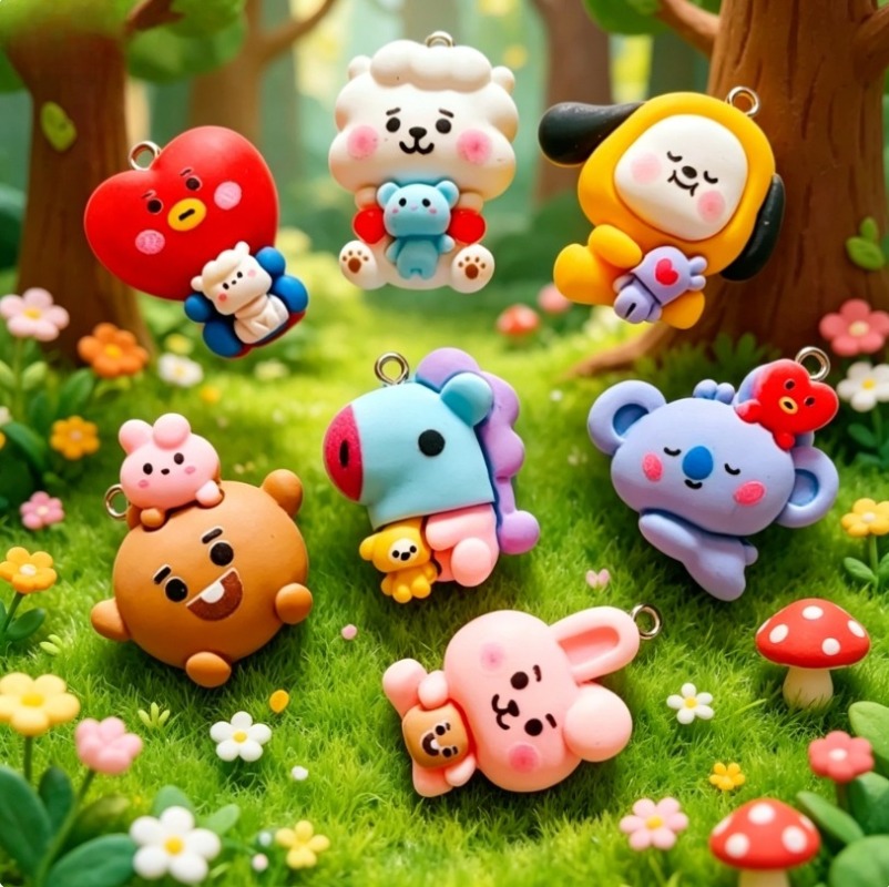 7pcs BT21 Resin Cartoon Charm  - đánh giá và giá Resin Crafts Diy